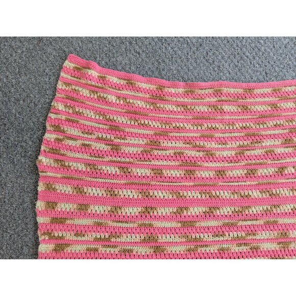 Hand Made Crochet Knit Afghan Throw Lap Blanket 59" x 49" Pinks - Picture 4 of 6